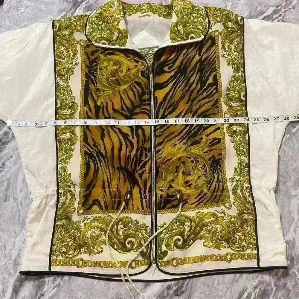 Winterset Windbreaker Jacket Womens Vintage 80s Glam Tiger King Size S Full Zip - Picture 6 of 10
